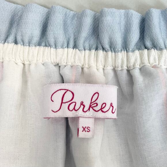 Parker Blue Striped Off Shoulder Ruffle Flounce Summer Mini Dress - Picture 7 of 8